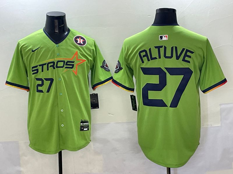 Men Houston Astros 27 Altuve Green three generations Joint Name 2025 Nike MLB Jersey style 7